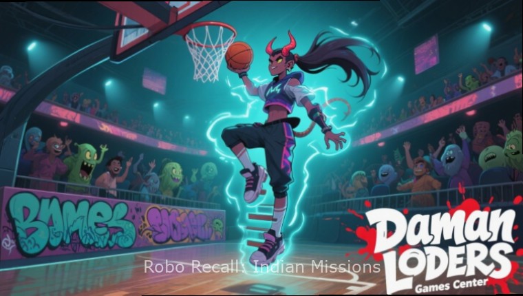 Robo Recall: Indian Missions Gameplay Robo Recall: Indian Missions gameplay showing robot combat in Mumbai streets with local vendors and auto rickshaws